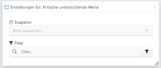 Kritische unterstützende Werte-Widget