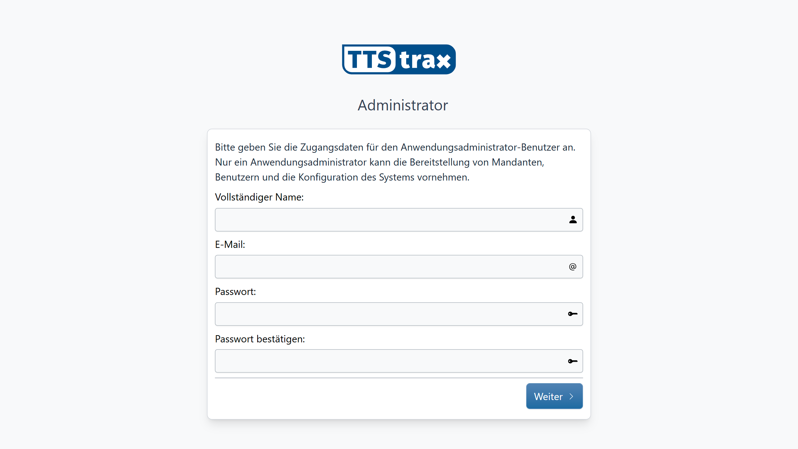 Erstellen des Administratorzugangs